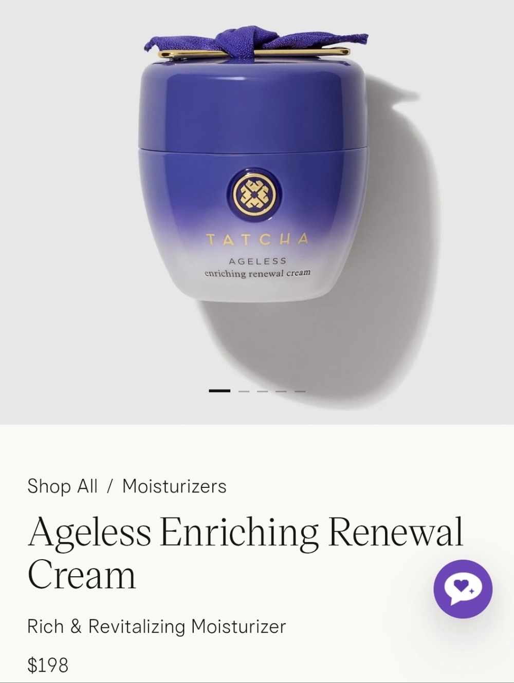 Tatcha Ageless Enriching Renewal Cream - Purple and Gold